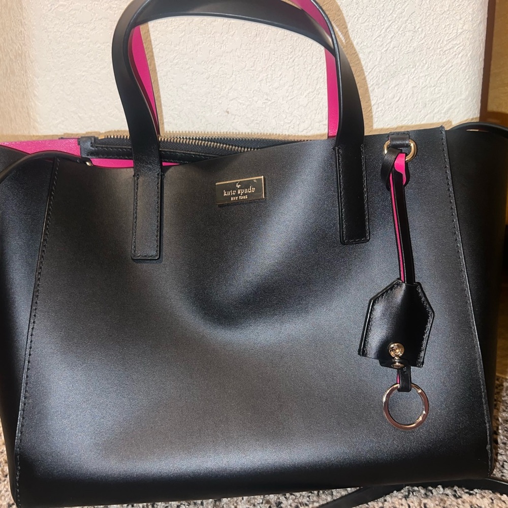 Kate Spade Black and Pink Satchel with Structured Design